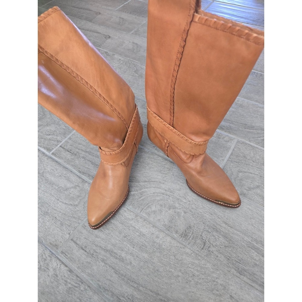 Marc Alpert Rebel Tan Camel Leather Western Rodeo Boots Womens Size 10 M Riding